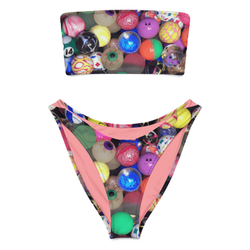 Bouncy Balls Vintage Aesthetic Bikini, Colorful Swimwear With Y2K Retro Vibes Front View