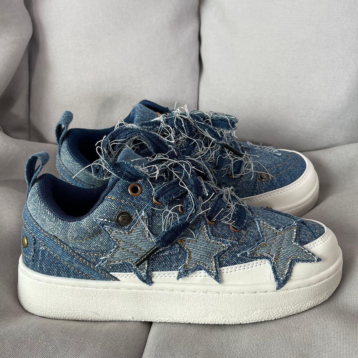 Denim Stars Patchwork Flat Casual Aesthetic Sneakers Shoes