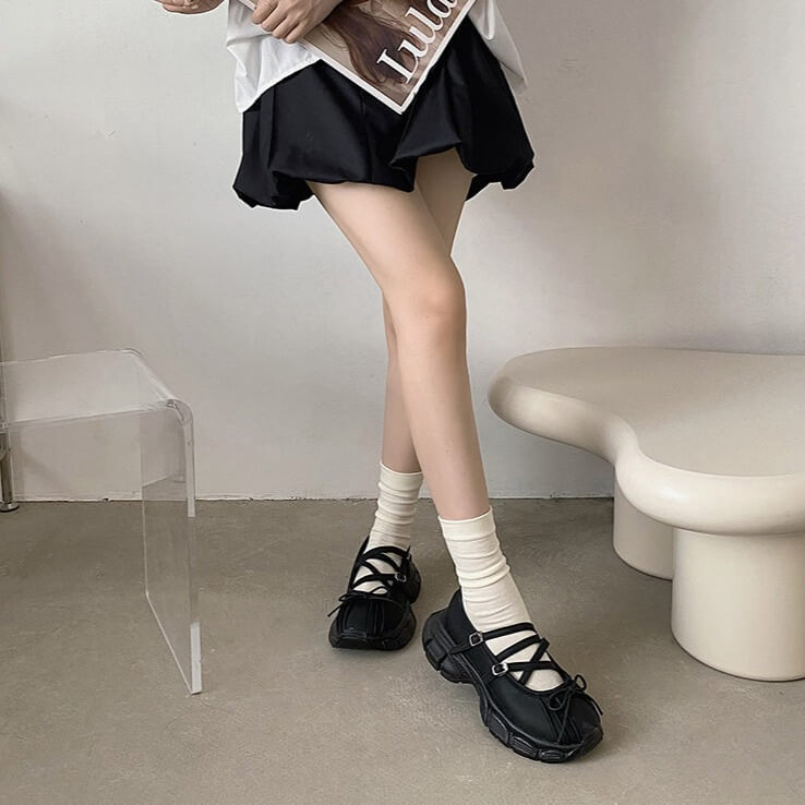 Front Bow Bubble Chunky Platform Grunge Sandals
