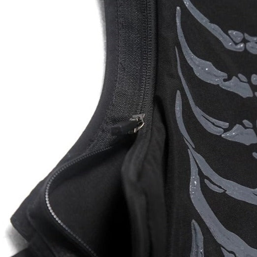 Grunge Skeleton Ribcage Pockets Vest