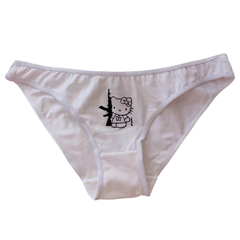 itGirl Shop - Hello Kitty With Gun Y2K Print Panties Aesthetic Underwear