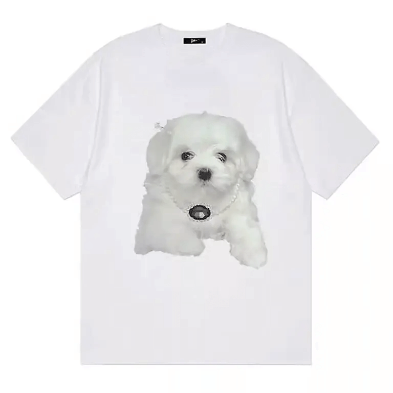 Maltese Puppy Cute Print Oversized Aesthetic White T-Shirt