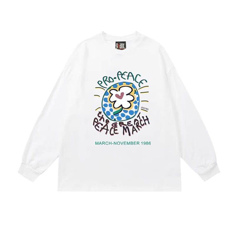 Memorable Flower Art Print Loose Sweatshirt