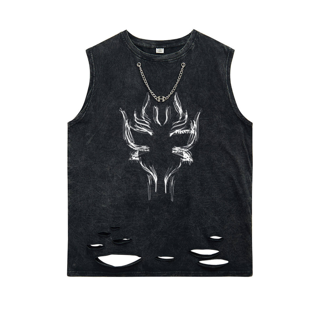 Metallic Symbol Dark Fashion Grunge Print Sleveeless T-Shirt