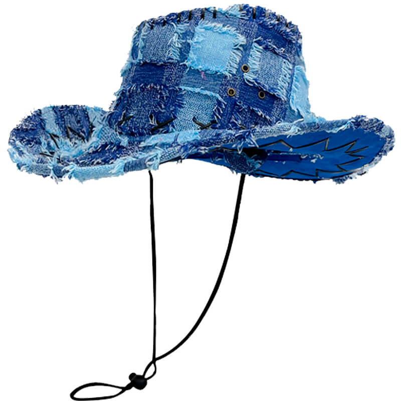 Plaid Fringe Cross Sewed Western Cowboy Hat