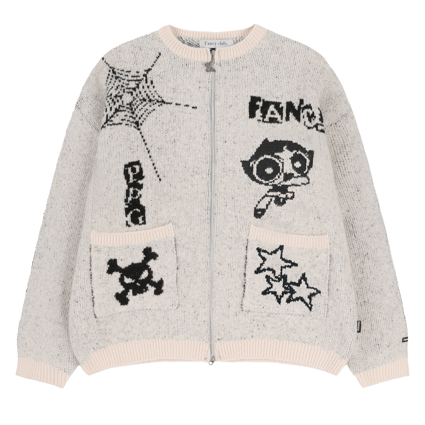 itGirl Shop Powerpuff Girl Y2K Emo Style Knitted Zipper Cardigan