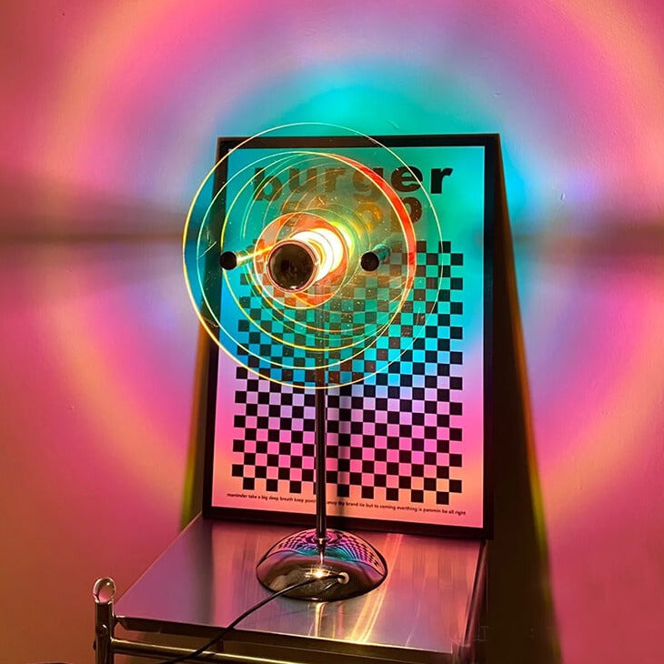 Round Retro Gradient Holographic Rainbow Projector Lamp