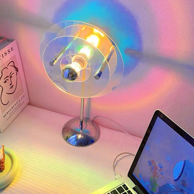 Round Gradient Holographic Rainbow Projector Lamp