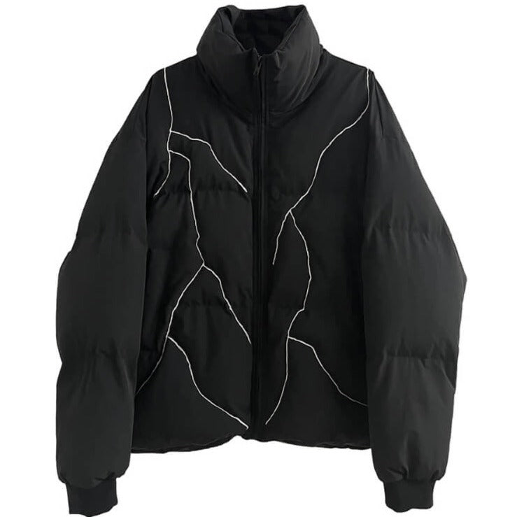 Thunder Lightning Black Aesthetic Winter Puffer Jacket