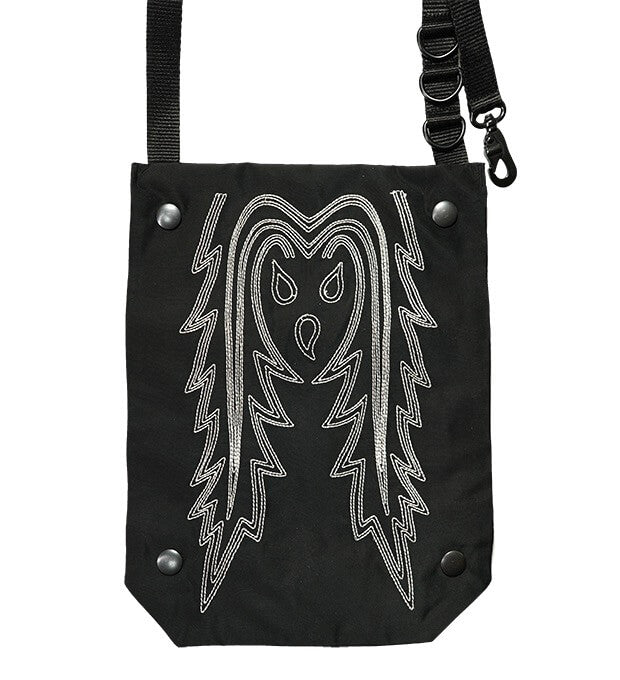 Western Girl Embroidery Black Weirdcore Aesthetic Shoulder Tote Bag