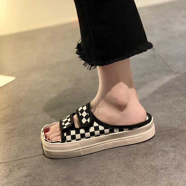 itGirl Shop AESTHETIC PRINTED CANVAS FLAT SOLE SUMMER SLIPPERS