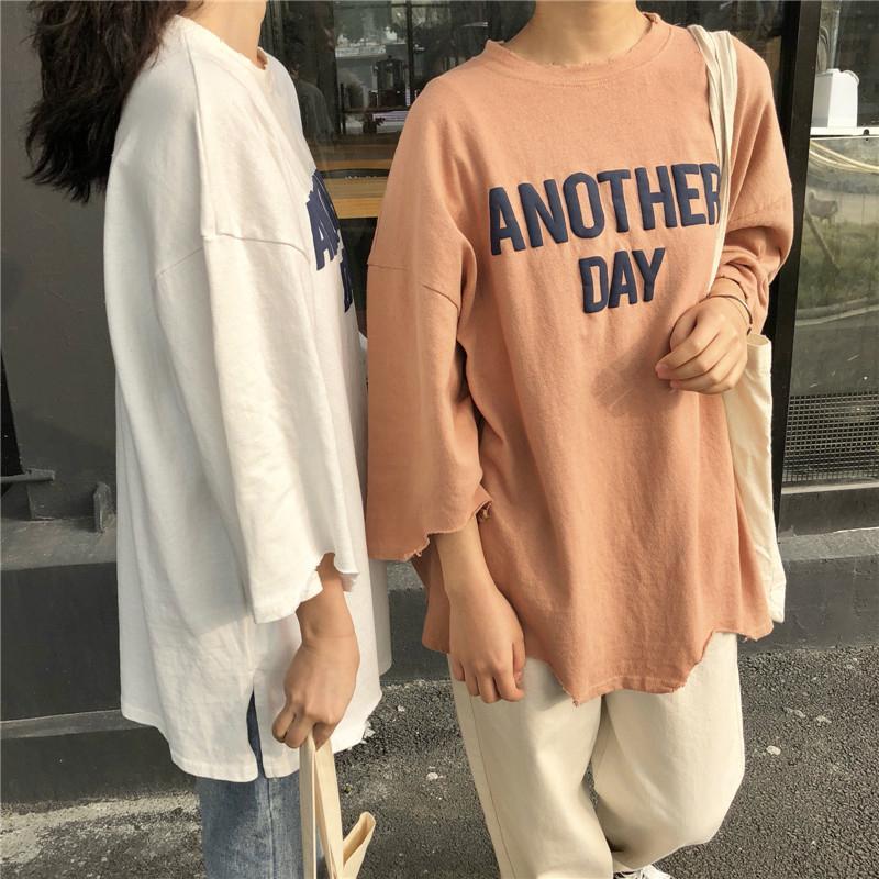 itGirl Shop ANOTHER DAY OVERSIZED LETTERS LONG COTTON T-SHIRT