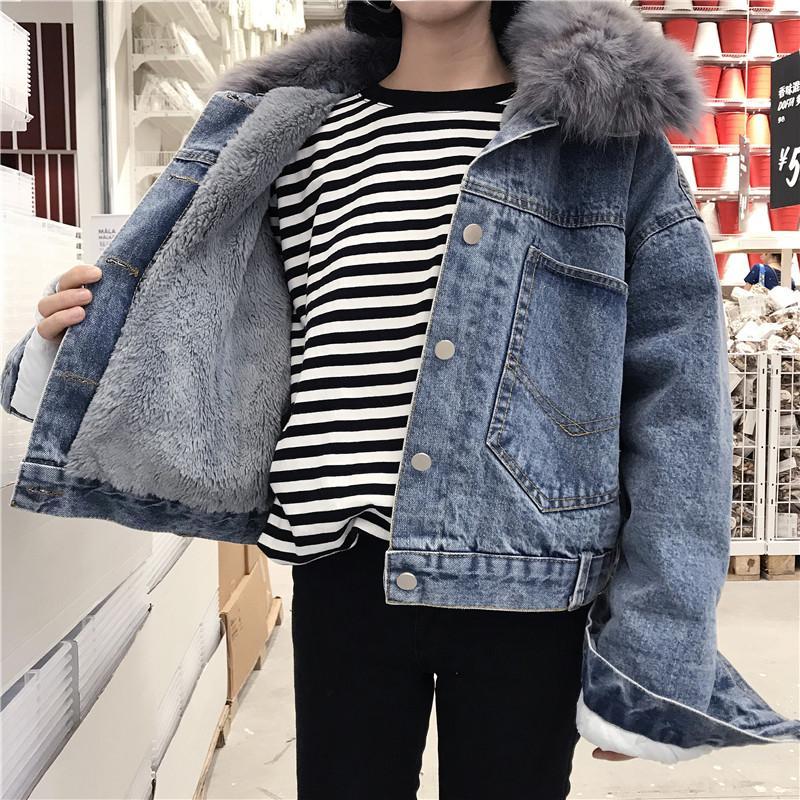 Fur hood 2024 denim jacket