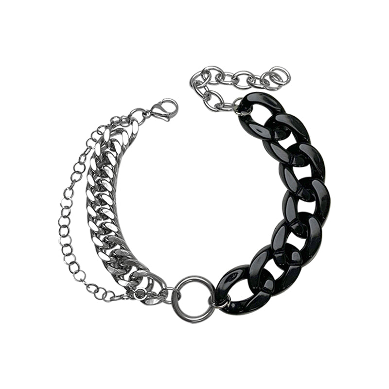 itGirl Shop | Black Plastic and Steel Grunge Aesthetic Chain Bracelet