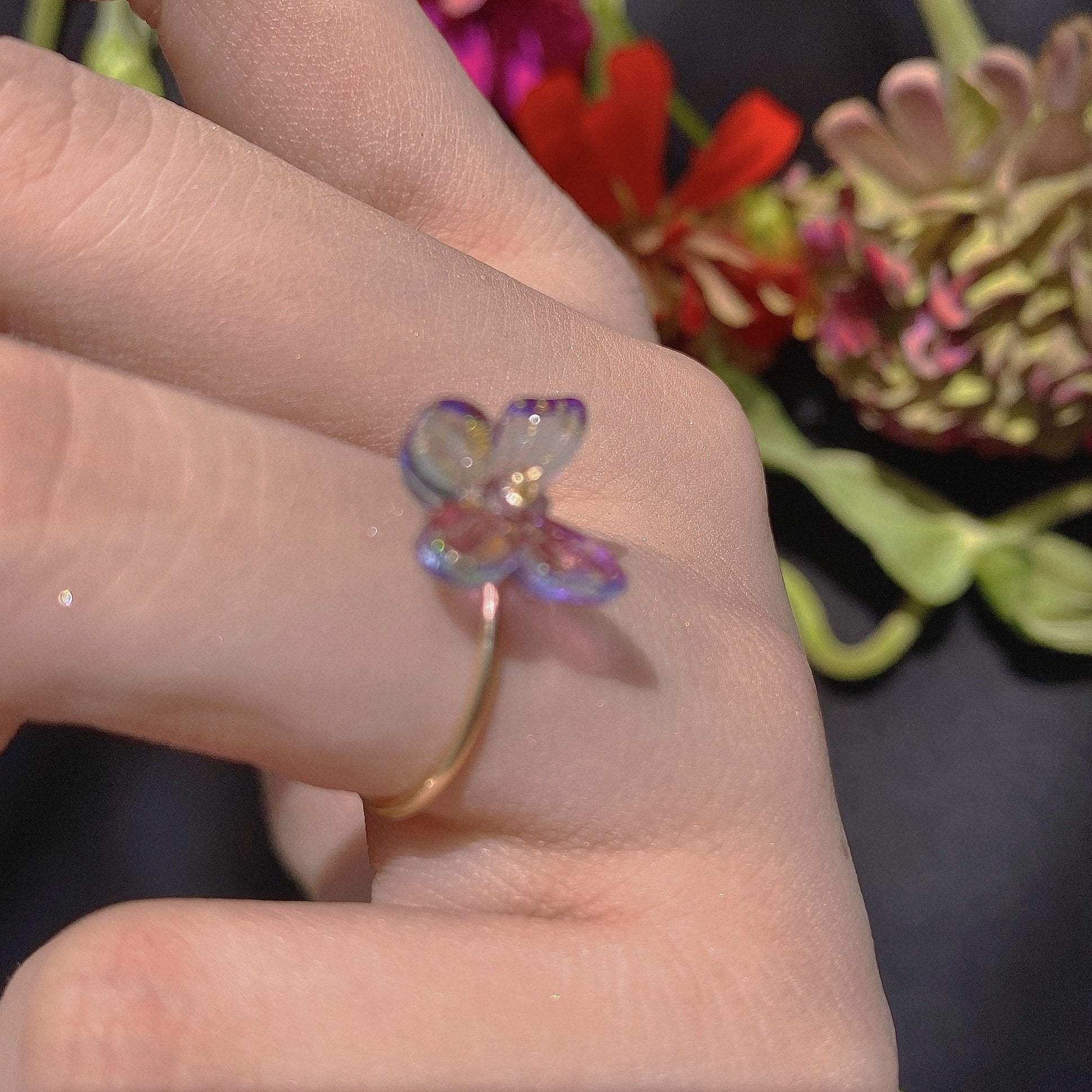 itGirl Shop BUTTERFLY FAIRY GIRL SOFT AESTHETIC GLASS RING
