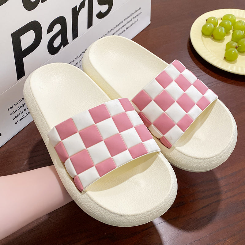 Aesthetic Clothing itGirl Shop Checkered Aesthetic Rubber Thick Sole Slippers