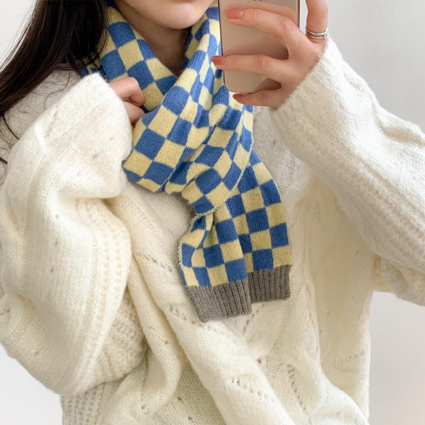 itGirl Shop CHECKERED COLORFUL AESTHETIC KNIT SOFT SCARF
