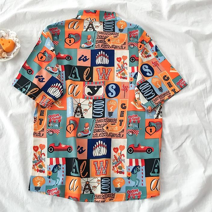 Colorful Vintage Art Collage Aesthetic Loose Shirt