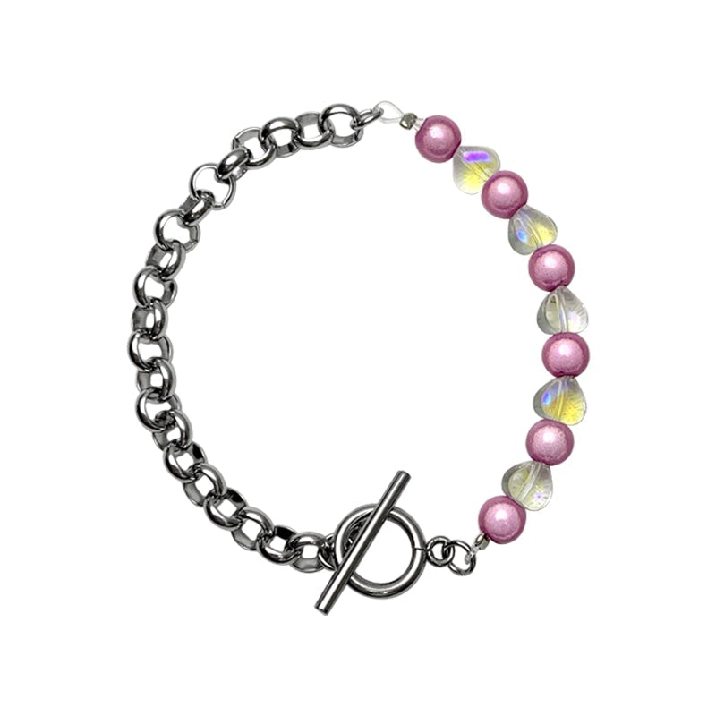 itGirl Shop CUTE 90s AESTHETIC COLORFUL BEADS METAL CHAIN BRACELET
