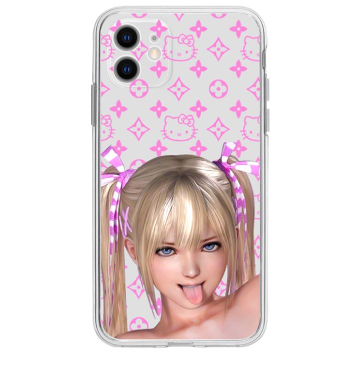 Aesthetic Clothing itGirl Shop Cute Girl Cartoon Pink Pattern Rubber Iphone Cover Case