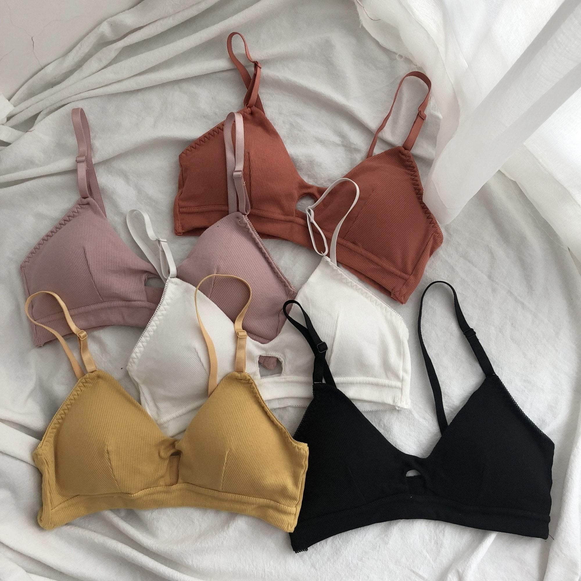 itGirl Shop - Aesthetic Clothing -Cute Triangle Bra Thin Knit Lingerie