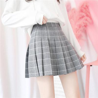itGirl Shop HIGH WAIST COLORFUL PLAID WITH SHORTS SCHOOL SKIRT