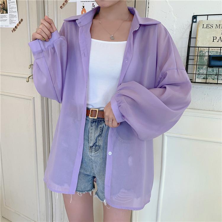 itGirl Shop Aesthetic Clothing Pastel Colors Oversized Chiffon Thin