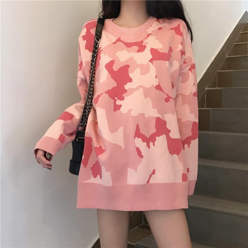 Pink discount camouflage sweater