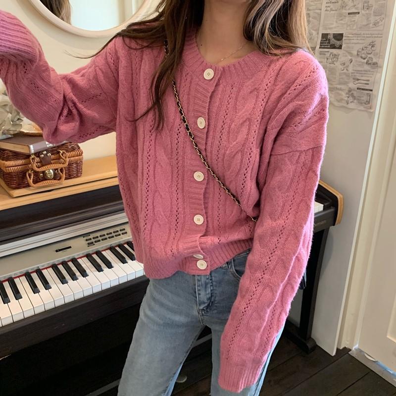 Thin pink cardigan store