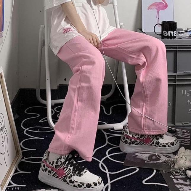 Y2k Aesthetic Pink Denim Pants