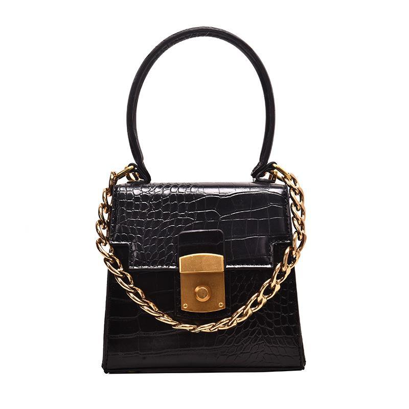 Retro Faux Leather Huge Golden Chain Small Square Bag