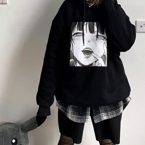 Dark EGirl Anime Aesthetic Hoodie - Aesthetic Clothes Shop