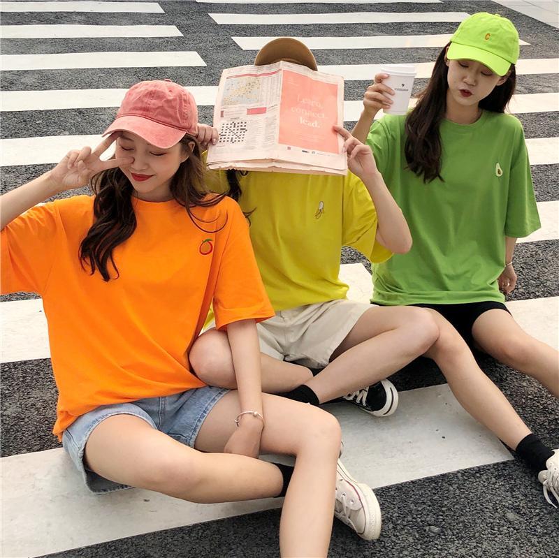 itGirl Shop SALE COLORFUL FRUITS EMBROIDERIES OVERSIZED T-SHIRT
