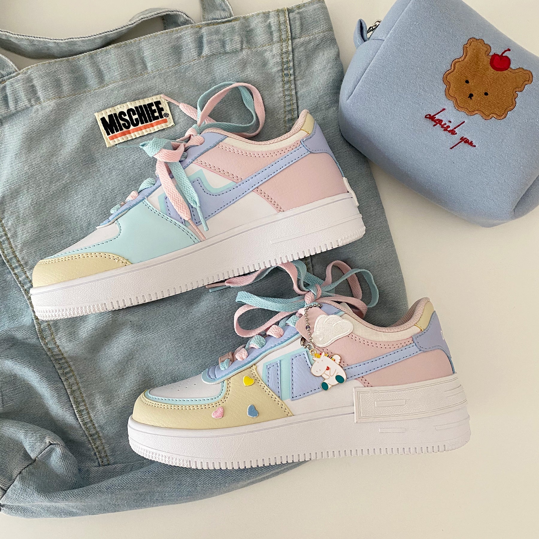 itGirl Shop SOFT GIRL AESTHETIC CUTE PASTEL PATCHES SNEAKERS