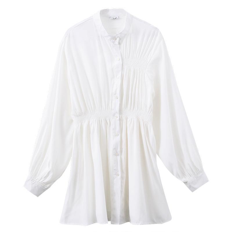 itGirl Shop SUMMER RETRO SHIRT COLLAR LIGHT WHITE BLACK DRESS