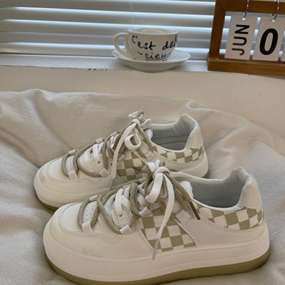 itGirl Shop VINTAGE AESTHETIC MONOCHROME CHECKERED PRINT SNEAKERS