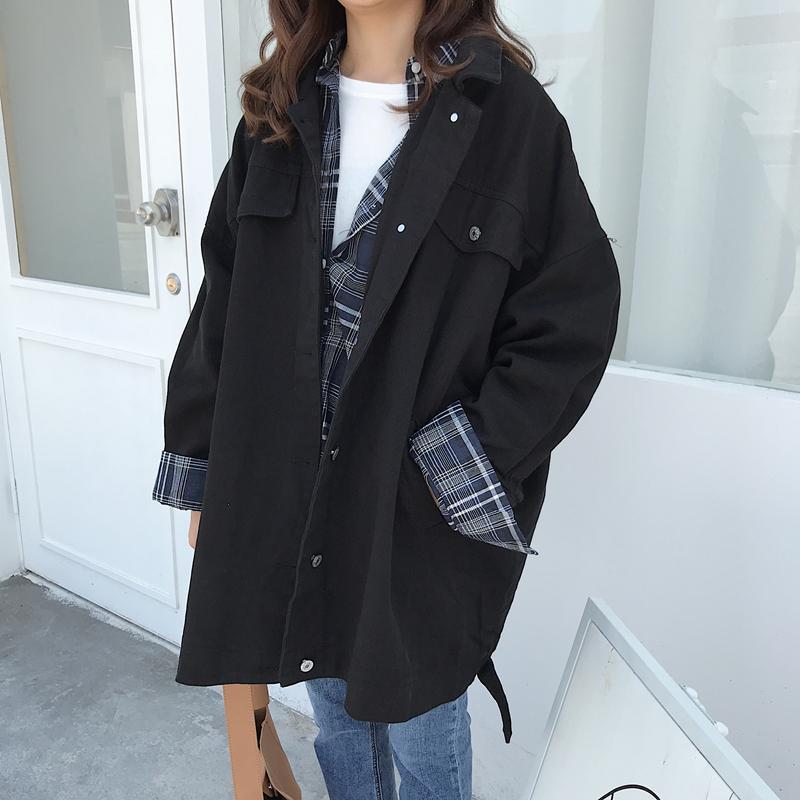 itGirl Shop VINTAGE LOOSE LONG SLEEVE CASUAL TRENCH COAT