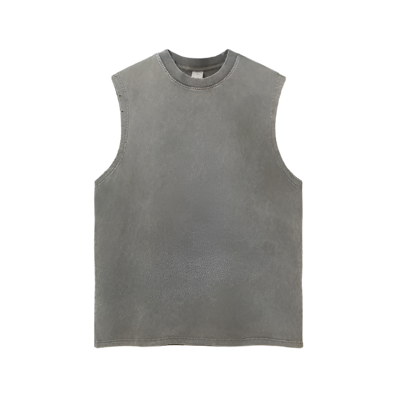 Basic Sleeveless Oversized Acid Washed Unisex T-Shirt