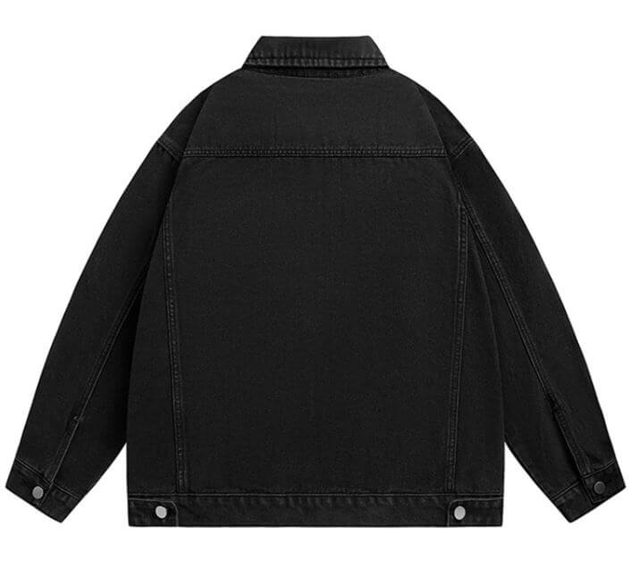 Black Denim Retro Buttons Loose Jacket