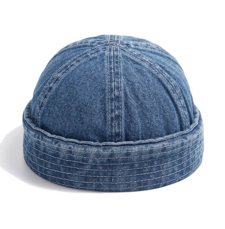 Blue Jean Denim Aesthetic Adjustable Half Cap Hat