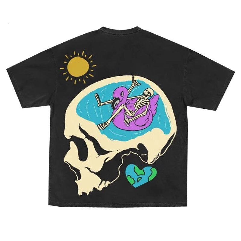Chilling Skeleton Print Loose T-Shirt