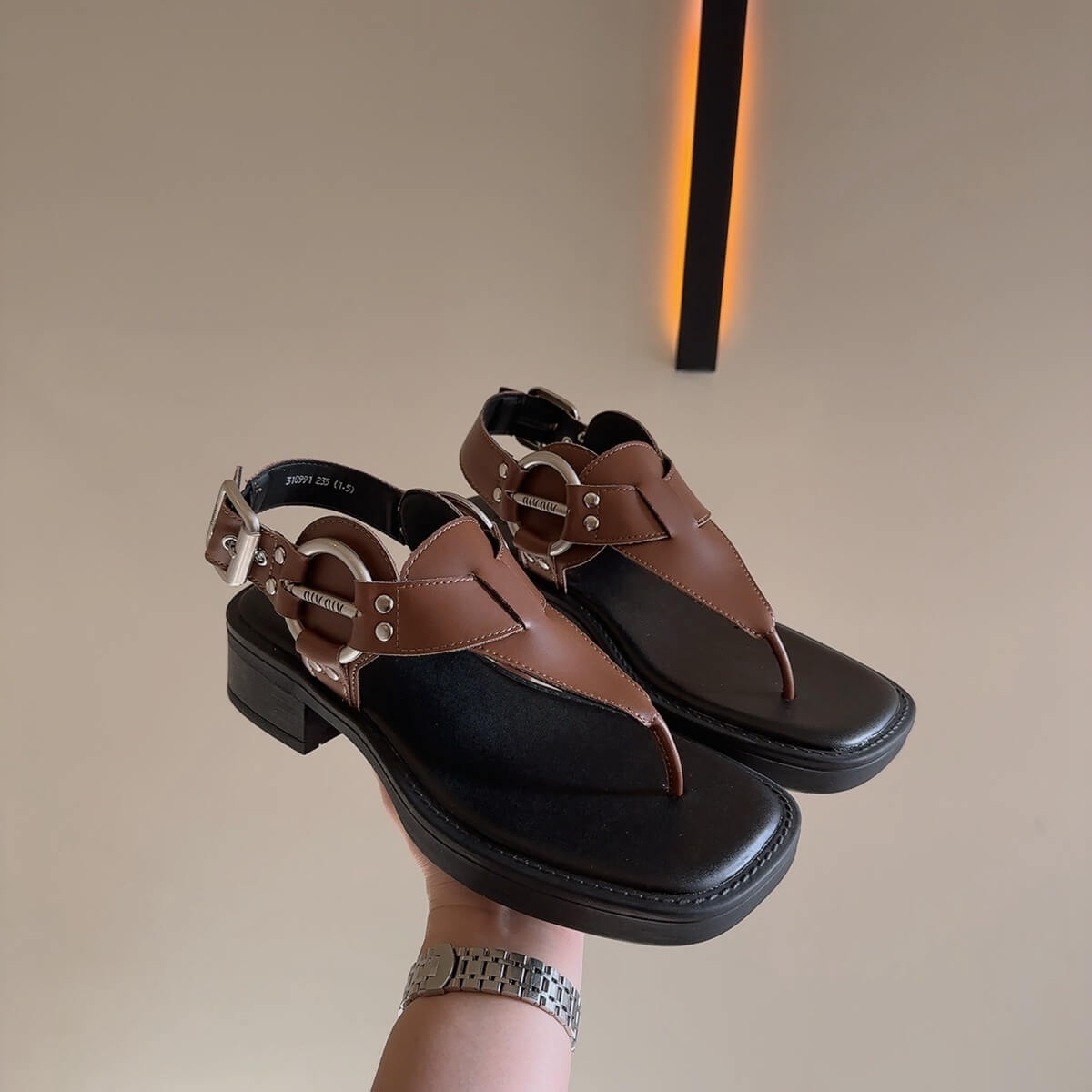 Cowboy Western Black Brown Sandals