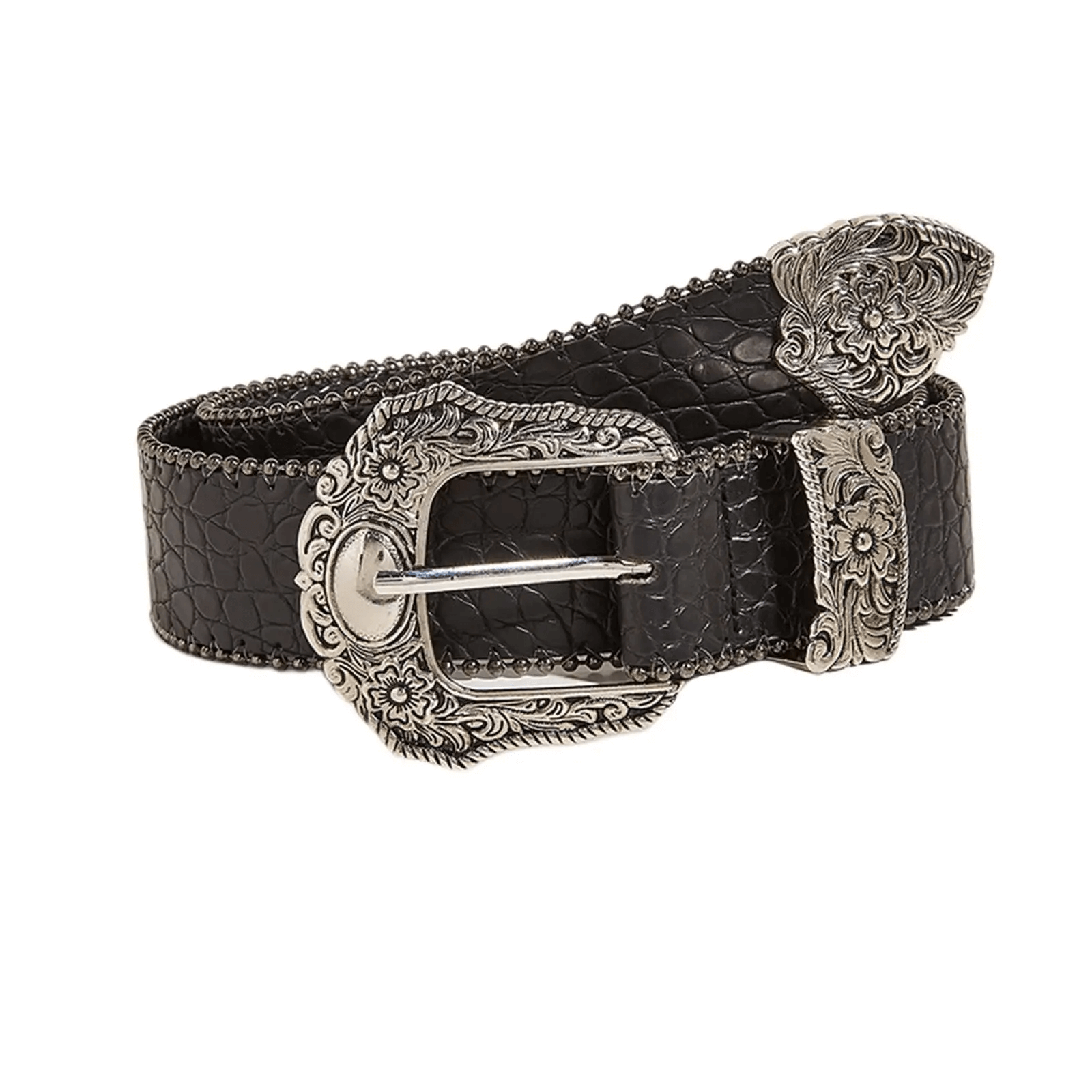 Dark Brown Western Vintage Buckle Cowboy Belt