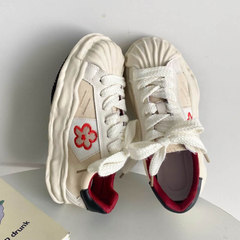 Flower Embroidery Melting Platform Aesthetic Sneakers