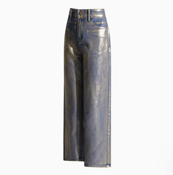 Golden Straight Denim Y2K Jeans