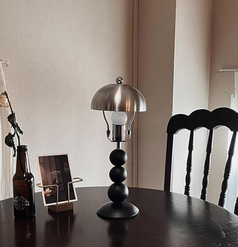 Gothic Home Decor Black Table Lamp | Sculptural Sphere Lighting