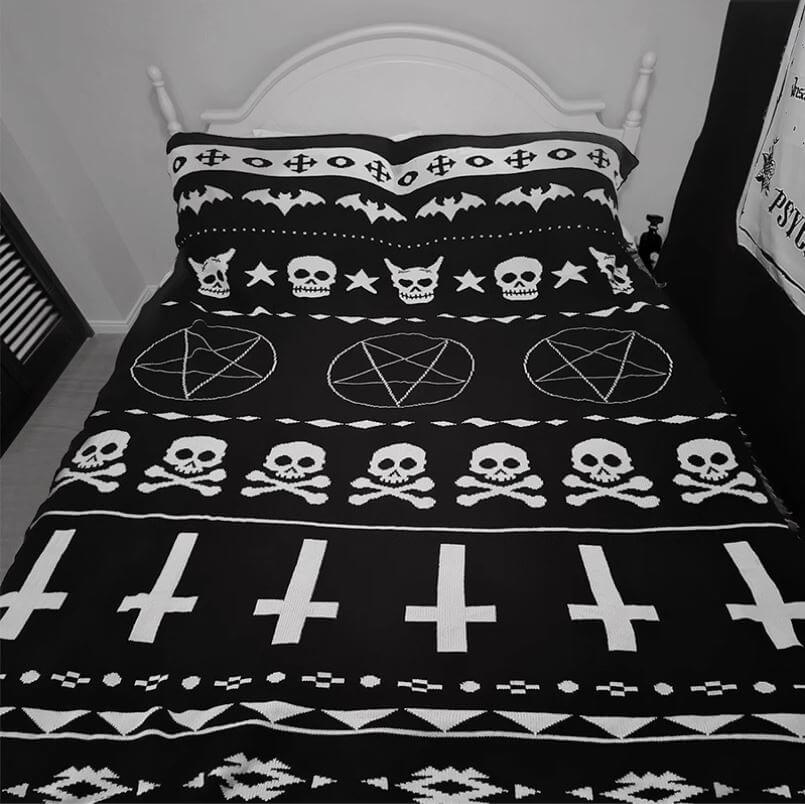 Gothic Blanket Pentagrams Dark Aesthetic Bedding