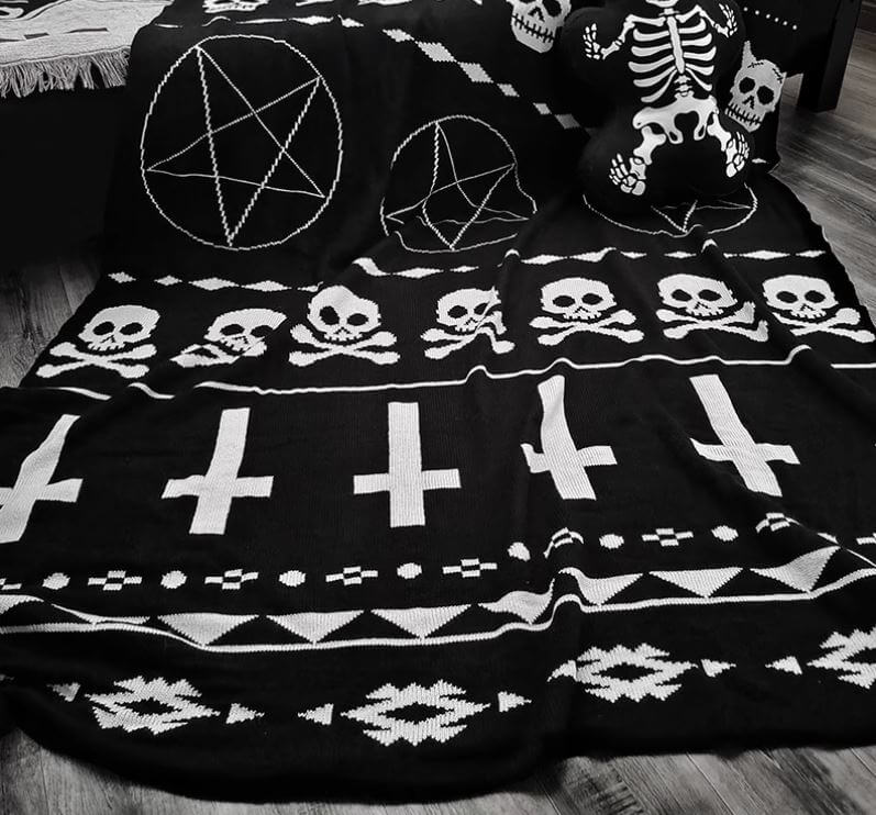 Gothic Blanket Pentagrams Dark Aesthetic Bedding