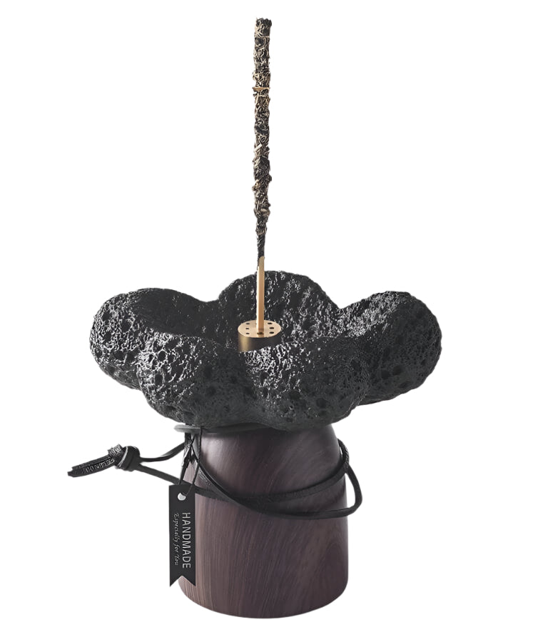 Gothic Volcanic Stone Incense Holder | Handmade Dark Home Decor