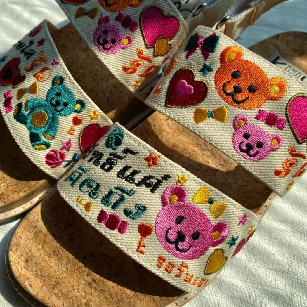 Happy Bears Embroidery Weirdcore Sandals